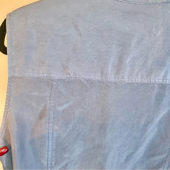 Per Se 100% Silk Romper Size 10 Carlisle Blue Grey Snap Pocket Drawstring Ties - Picture 11 of 16